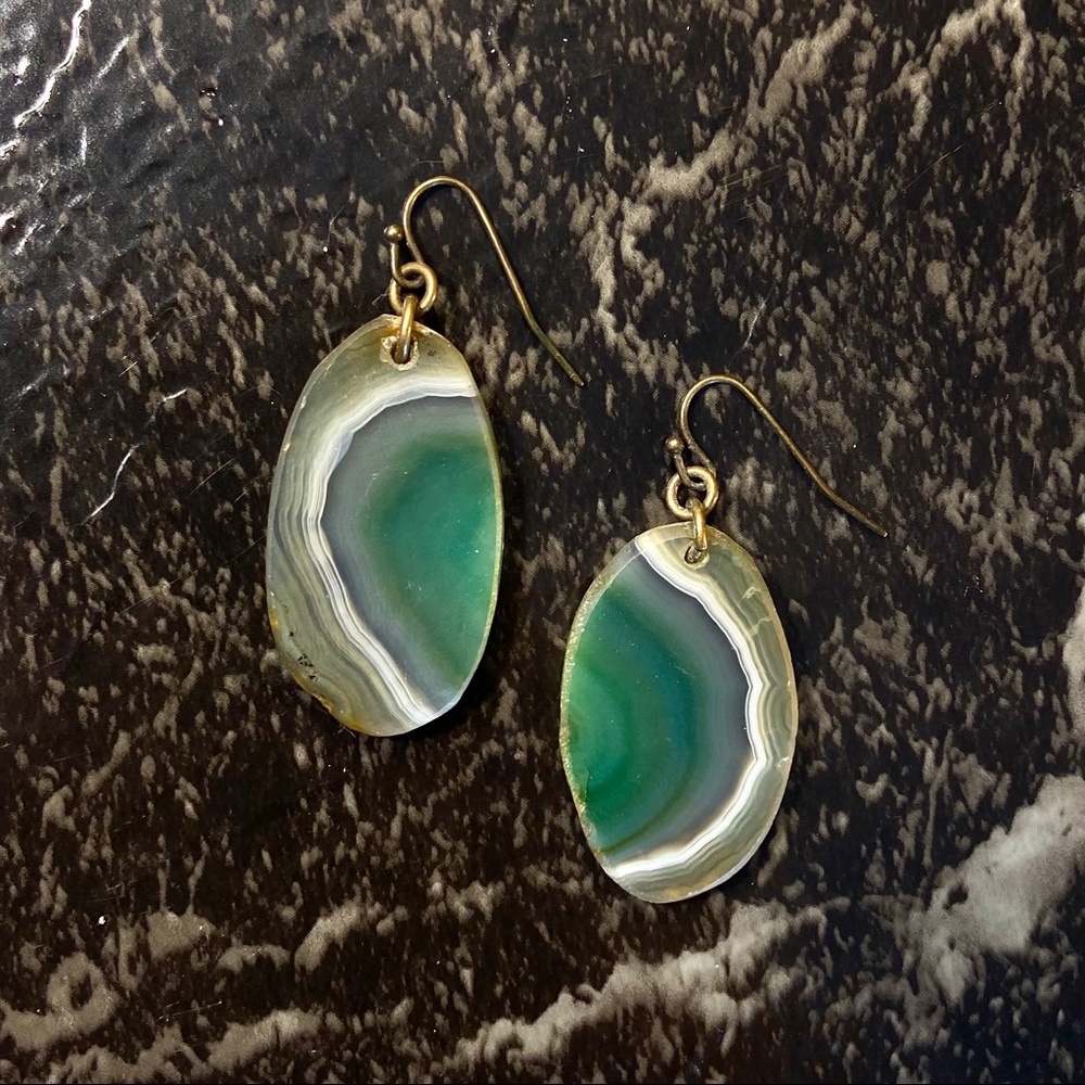 Green Geode Drop Earrings